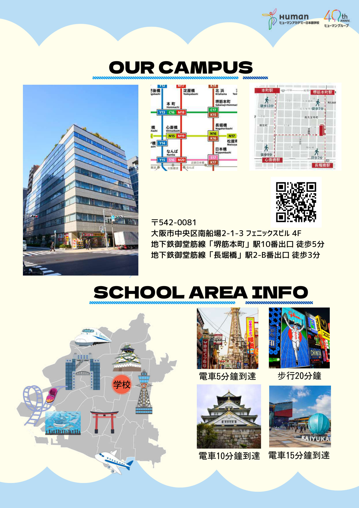 修曼日本語學校大阪校 校區位置與周邊景點資訊
